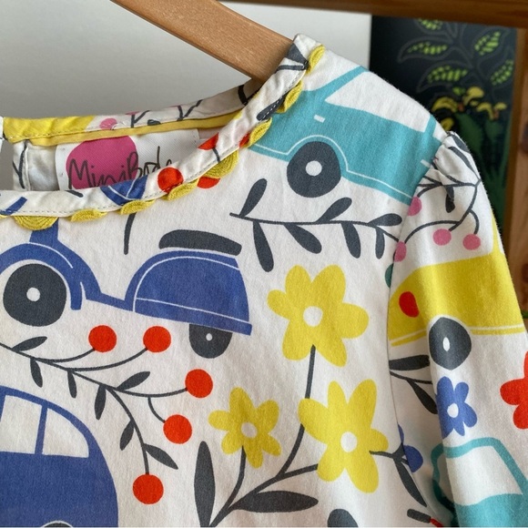 Mini Boden Colorful Vehicles Bikes Floral Print Long Sleeve Dress 9 - Picture 6 of 16